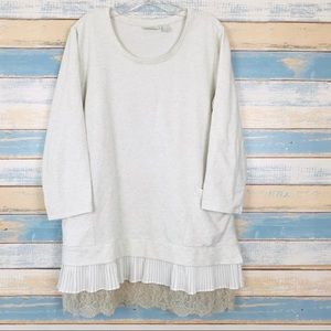 LOGO Lori Goldstein • Blouse With Chiffon Lace Hem